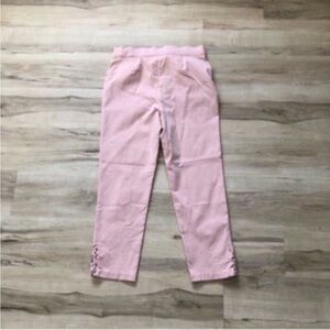 89th & Madison Pink Casual Pants Criss Cross Ankle Details Lightweight Stretch